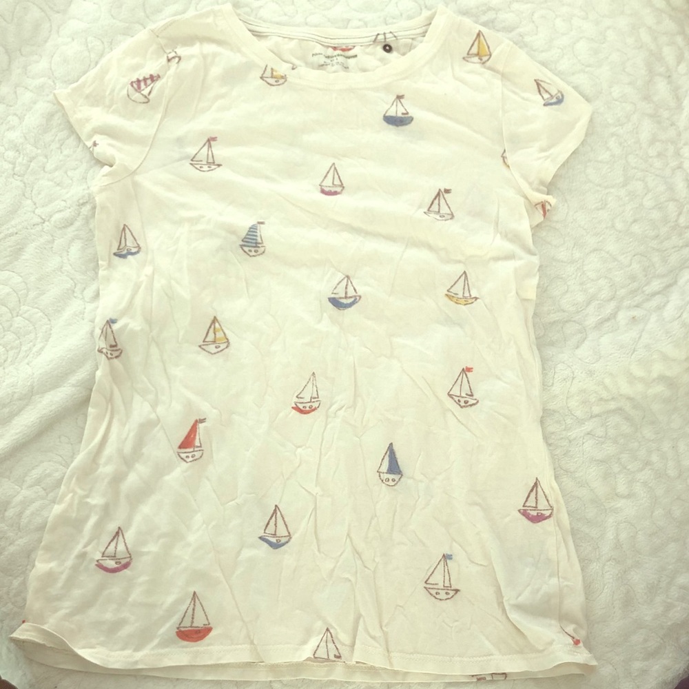 Anthro pilcro tee shirt with sail boats S